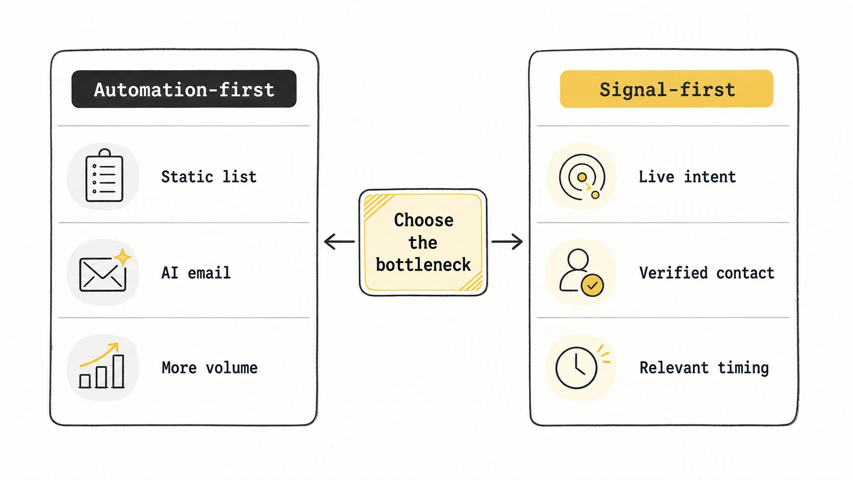 Automation-first vs signal-first prospecting